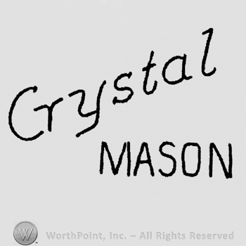 "Crystal" written signature-like, "Mason" written below with uppercase letters