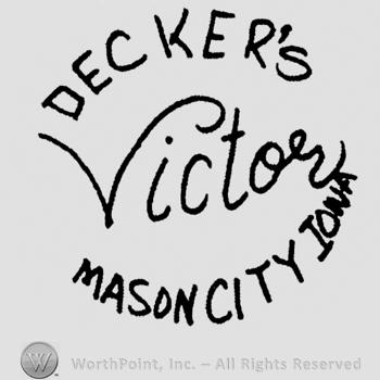 "Decker's Mason City Iowa" written with uppercase letters, "Victor" handwritten middle
