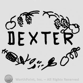 "Dexter" written with uppercase letters framed with fruit illustrations