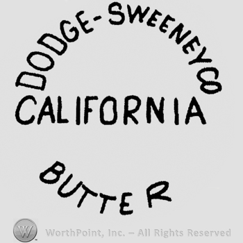 "Dodge-Sweeney CO Butter California" written with uppercase letters in a circle form