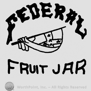 "Federal Fruit Jar" written with uppercase letters, a flag on a pole