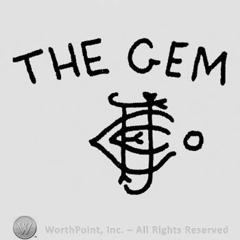 "The Gem" written with uppercase letters, a complex design of letters below
