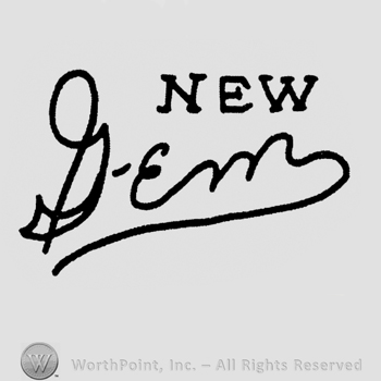 "New" written in uppercase, "Gem" handwritten below, signature-like