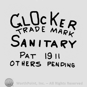 "Glocker Trade Mark Sanitary Pat 1911 others Pending" written with uppercase letters