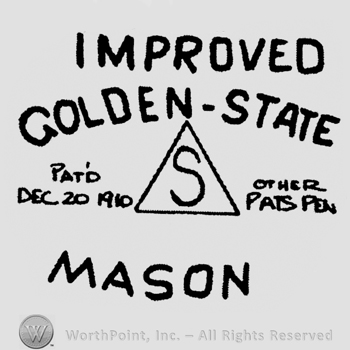 "Improved Golden-State Mason" written with uppercase letters, capital "S" in a triangle