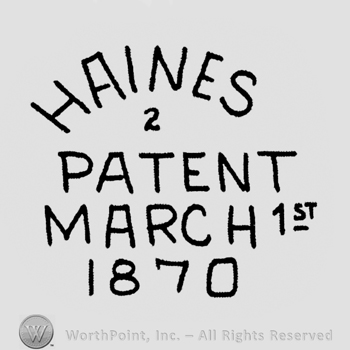"Haines 2 Patent March 1st 1870" written with uppercase letters