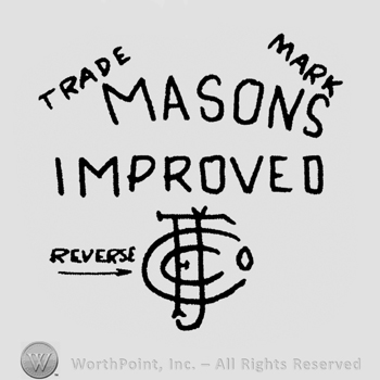"Trade Mark Masons Improved" written with uppercase letters and "Reverse" next to a complex design