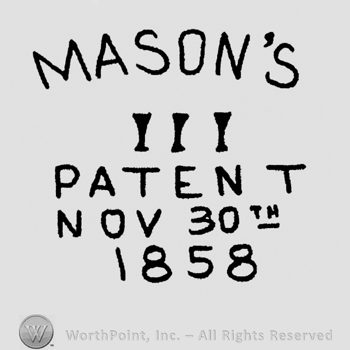 "Mason's III Patent Nov 30th 1858" written with uppercase letters