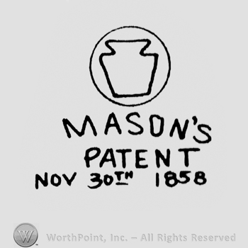 "Mason's Patent Nov 30th 1858" written with uppercase letters and a jar
