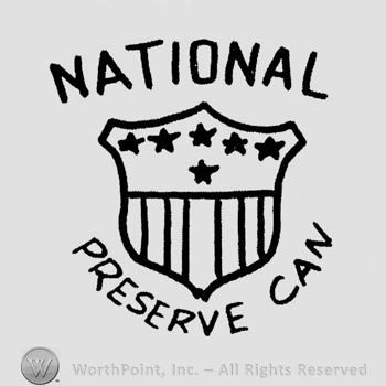"National Preserve Can" written with uppercase letters around a shield with stars and vertical stripes