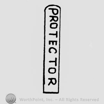 "Protector" written with uppercase letters sideways