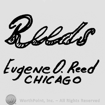 "Reeds" handwritten, "Eugene O. Reed" written in the middle, "Chicago" written with uppercase letters