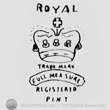 "Royal Trade Mark Full Measure Registered Pint" written with uppercase letters, a crown with a cross