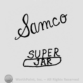 "Samco" handwritten with lowercase letters, "Super Jar" written with uppercase letter
