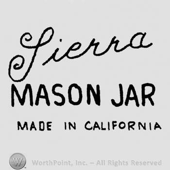 "Sierra" handwritten, "Mason Jar Made in California" written below with uppercase letters