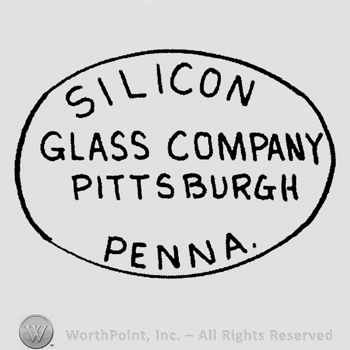 "Silicon Glass Company Pittsburgh Penna." written with uppercase letters in an oval