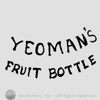 "Yeoman's Fruit Bottle" written with uppercase letters