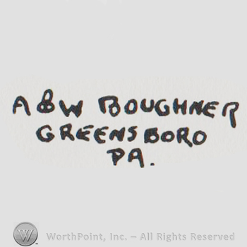 the text A & w BOUGHNER GREENSBORO PA in uppercase letters