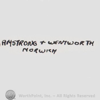 the words ARMSTRONG + WENTWORTH NORWICH in uppercase letters