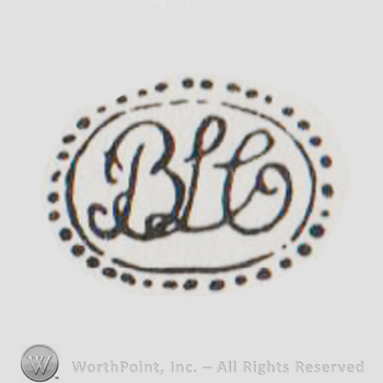 Handwritten BLC inside an oval cartouche