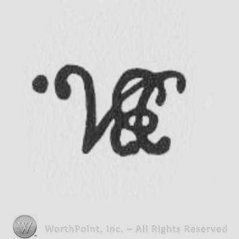 VE handwritten in uppercase with a small dot placed before letter V