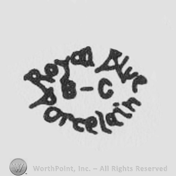 Royal Blue Porcelain written in uppercase with letters B-C written in uppercase in the middle
