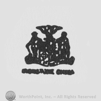 two men with shields under a tree above the text IRONSTONE CHINA