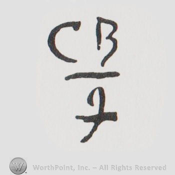 the letters CB in uppercase above the number 7