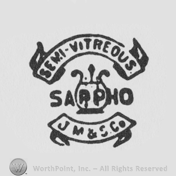 Semi-Vitreous with uppercase letters on a ribbon above a harp and SARPHO in uppercase, lower ribbon with J.M.&Co.