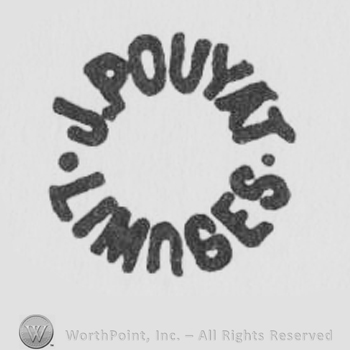 J. Pouyat Limoges written with uppercase letters in a round shape