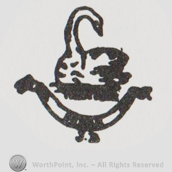 Swan, ribbon below with undescifrable writing