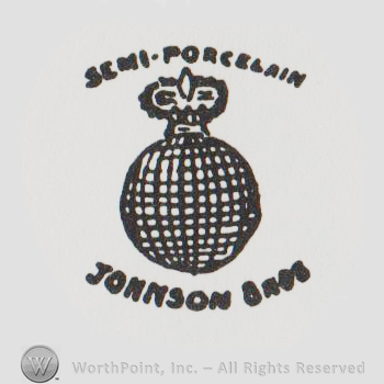 Crown, globe, Semi-Porcelain Johnson Bros.written with uppercase letters