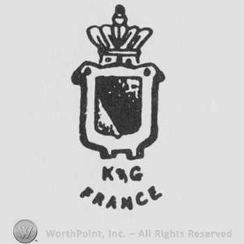 Crown, shield, K&G France written with uppercase letters