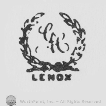 Handwritten GH written inside olive branches, Lenox written with uppercase letters