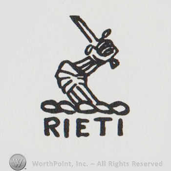 an arm holding a sword and RIETI