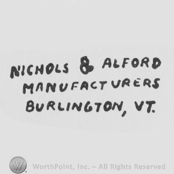 NICHOLS & ALFORD MANUFACTURERS BURLINGTON VT in uppercase letters