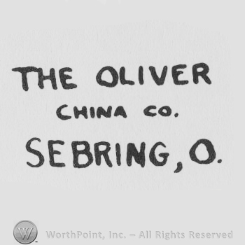 THE OLIVER CHINA CO SEBRING O in uppercase letters