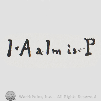 the name Aalmis and the letters I and P