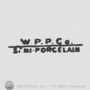 W.P.P.Co. Si Mi Porcelain written with uppercase letters, fraction-like on two rows