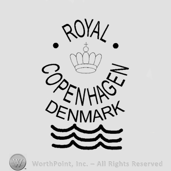 Crown, waves, ROYAL COPENHAGEN DENMARK written with uppercase letters
