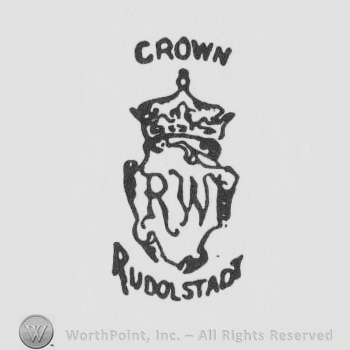 Crown, shield, Rudolstadt written with uppercase letters