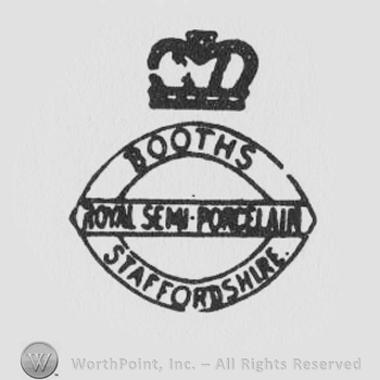 Crown, Booths Royal Semi Porcelain Staffordshire written with uppercase letters