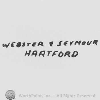 Webster & Seymour Hartford written on two rows with upperacase letters