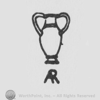 a pot with two handles, letters AR in uppercase written below