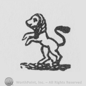 Pranced lion facing left