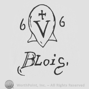 a shield design with a cross and a capital V and with 6 on the sides above the word BLOIS