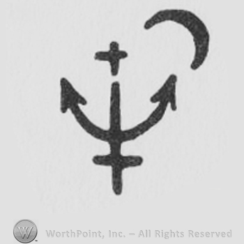 anchor with plus sign above and a crescent moon