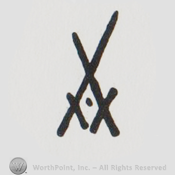 Two swords crossed and a dot in between