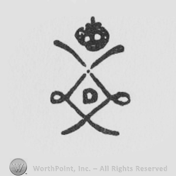 Crown, intricate line design, capital D