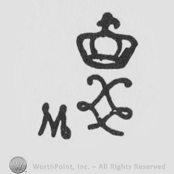 Crown, intricate line design, capital M